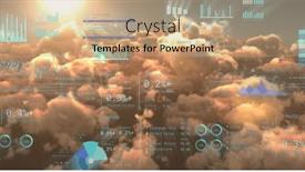  Presentation with data processing - Presentation design consisting of image-of-financial-data-processing and a coral colored foreground