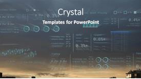  Presentation with image processing - PPT theme with image-of-financial-data-processing and a ocean colored foreground