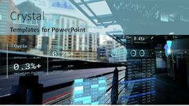  Presentation with image processing - PPT theme featuring image-of-financial-data-processing and a light blue colored foreground