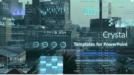  Presentation with image processing - Presentation theme with image-of-financial-data-processing and a ocean colored foreground