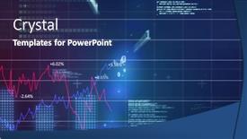  Presentation with global economy - Slides having image-of-financial-data background and a ocean colored foreground