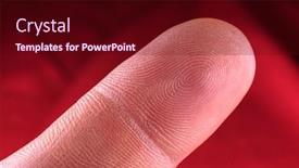  Presentation with biometric device finger print - Presentation theme having image-of-finger-close-up background and a wine colored foreground