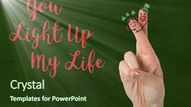  Presentation with generated image fractal geometry chaos - Slide deck with image of fingers with smiley background and a  colored foreground