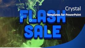  Presentation with black liquid - PPT theme enhanced with image-of-flash-sale-text and a ocean colored foreground
