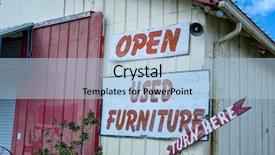  Presentation with flea - Slides featuring image of flea market entrance background and a light blue colored foreground