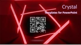  Presentation with scanner - PPT theme featuring image-of-flickering-qr-code background and a wine colored foreground