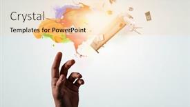  Presentation with media image - Amazing presentation theme having image-of-flying-books-mixed backdrop and a lemonade colored foreground