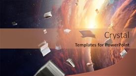  Presentation with media image - Presentation design consisting of image-of-flying-books-mixed background and a  colored foreground