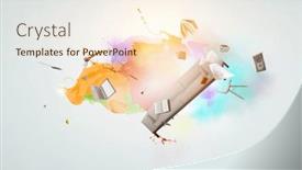  Presentation with media image - Slides enhanced with image-of-flying-books-mixed background and a cream colored foreground