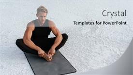  Presentation with exercise mat - Slide set consisting of image-of-focused-athletic-sportsman background and a sky blue colored foreground