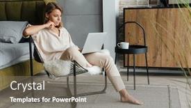  Presentation with living room - Amazing slides having image-of-focused-blonde-nice backdrop and a gray colored foreground