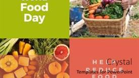  Presentation with food waste - PPT theme having image-of-food-day-over background and a  colored foreground
