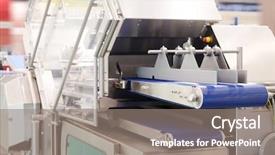  Presentation with food industry - Slide deck having image of food industry equipment background and a gray colored foreground