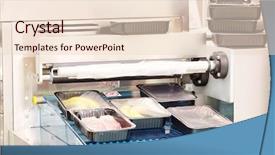  Presentation with food industry - Slide set having image of food industry equipment background and a lemonade colored foreground