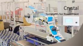  Presentation with food packaging - Audience pleasing slide deck consisting of image of food packing machine backdrop and a soft green colored foreground