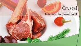  Presentation with veal - Cool new presentation theme with image of fresh veal ribs on white backdrop and a coral colored foreground