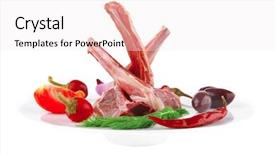  Presentation with veal - Colorful PPT layouts enhanced with image of fresh veal ribs on white backdrop and a sky blue colored foreground