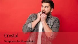  Presentation with jeans - Slide deck consisting of fright isolated over red background and a red colored foreground