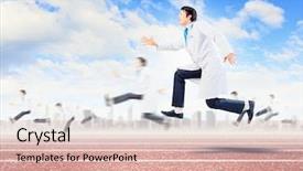  Presentation with baseball running the bases - Cool new theme with image of funny doctors running backdrop and a  colored foreground