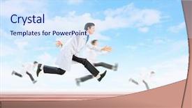  Presentation with stadium - PPT theme featuring image of funny doctors running background and a sky blue colored foreground
