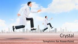  Presentation with stadium - Amazing slide deck having aging handwritten on black chalkboard backdrop and a dark gray colored foreground.