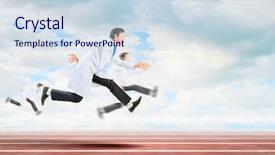  Presentation with stadium - Amazing slide set having image of funny doctors running backdrop and a  colored foreground