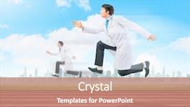  Presentation with baseball running the bases - Presentation design featuring image of funny doctors running background and a  colored foreground