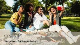  Presentation with selfie - Beautiful presentation featuring image-of-funny-nice-student backdrop and a soft green colored foreground