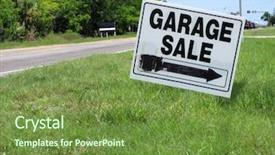  Presentation with yard sign - Beautiful presentation theme featuring image of garage sale sign backdrop and a tawny brown colored foreground