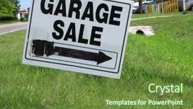  Presentation with yard sign - Cool new slides with image of garage sale sign backdrop and a tawny brown colored foreground