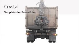  Presentation with garbage truck - Amazing slide deck having image of garbage truck backdrop and a light gray colored foreground