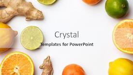  Presentation with ginger - Amazing PPT layouts having image of ginger lemon oranges on white background backdrop and a sky blue colored foreground