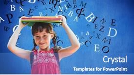  Presentation with digital image - Beautiful slide set featuring image of girl carrying book backdrop and a teal colored foreground