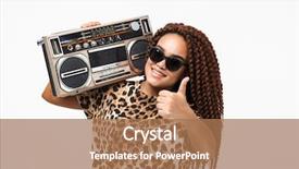  Presentation with cassette - Colorful presentation theme enhanced with image of glamorous african american backdrop and a coral colored foreground