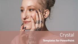  Presentation with glamour pantyhose - PPT theme featuring image-of-glamour-extraordinary-girl background and a coral colored foreground