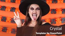  Presentation with glamour - Presentation design consisting of image-of-glamour-witch-girl background and a tawny brown colored foreground