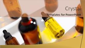  Presentation with sustainability - Theme consisting of image-of-glass-bottles background and a coral colored foreground