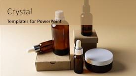  Presentation with tub - Presentation featuring image-of-glass-bottles background and a coral colored foreground