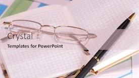  Presentation with desktop - Beautiful presentation theme featuring image-of-glasses-and-pens backdrop and a lemonade colored foreground