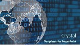 Presentation with black technology - PPT theme having image-of-globe-and-binary background and a ocean colored foreground