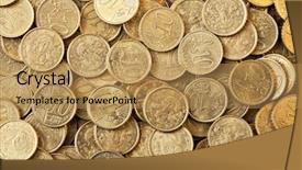  Presentation with value gold euro - Audience pleasing presentation theme consisting of image of golden euro coins backdrop and a  colored foreground