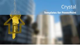  Presentation with moving business - Presentation theme consisting of image-of-golden-key background and a teal colored foreground