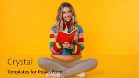  Presentation with diary - PPT layouts consisting of image-of-gorgeous-blonde-woman background and a gold colored foreground