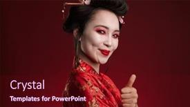  Presentation with kimono - Slide set with image-of-gorgeous-geisha-woman background and a wine colored foreground