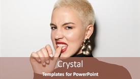  Presentation with haircut - Audience pleasing presentation theme consisting of image-of-gorgeous-young-blonde backdrop and a coral colored foreground