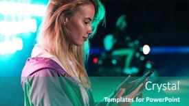  Presentation with neon - Audience pleasing PPT theme consisting of image-of-gorgeous-young-caucasian backdrop and a ocean colored foreground