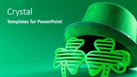  Presentation with clover - Presentation theme consisting of image-of-green-hat-green background and a ocean colored foreground