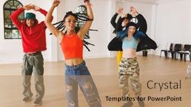  Presentation with hip hop - Presentation theme with image-of-group-of-group background and a coral colored foreground