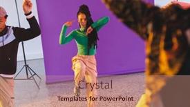  Presentation with movement - Slide set having image-of-group-of-group background and a coral colored foreground