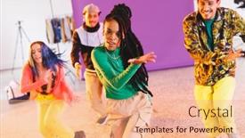  Presentation with hip hop - PPT theme having image-of-group-of-group background and a coral colored foreground